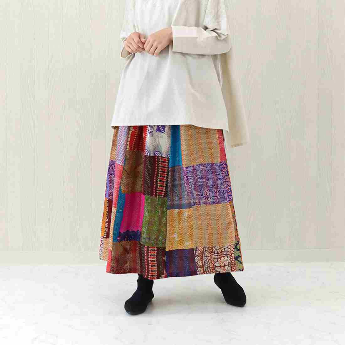 TMC 【Shanti Shanti】パッチワークスカート カンタ 25224-350-110 レディーススカート 【ポイント5倍】【11月末まで】