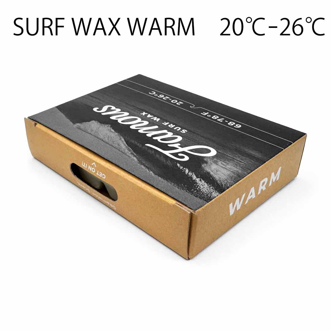 【 FAMOUS SURF WAX 】 WARM（ウォーム）適合水温：20-26℃ ・2002年から最高のグリップ性能を提供し続けるフェイマスワックス ・ウォーターメロンの香り ・カリフォルニア製 ・匂いがチェックできるホール付き ＊パッケージは予告なく変更することがございます。あらかじめご了承ください。 メーカー希望小売価格はメーカーカタログに基づいて掲載しています