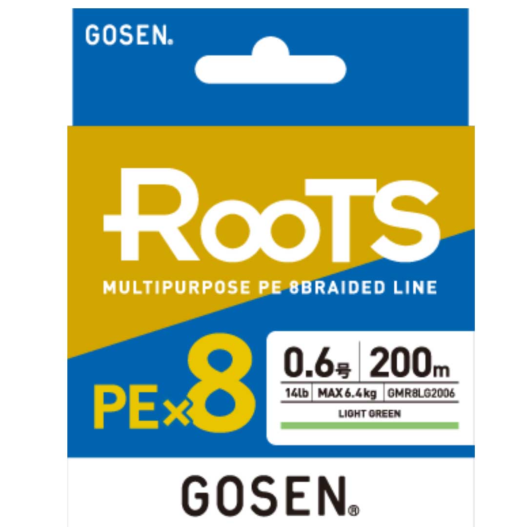 ゴーセン GOSEN ROOTS ルーツ PE×8 200m 0.6号/0.8号/1号/1.2号/1.5号/2号 ライトグリーン PEライン