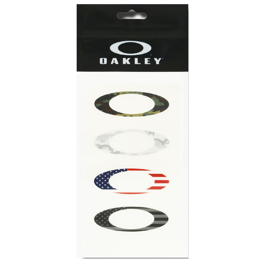 Oakley Sticker Small Pack USA Flag/Camo 211-006-001 セット内容(1パック) ・ロゴ(小)文字なし各カラー ×1 (カモ/カモグレー/アメリカ国旗/ブラックグレーアメリカ国旗) サイズ　 ・ロゴ(小)文字なし 約2.6cm×約7.6cm ※若干の誤差はございます。