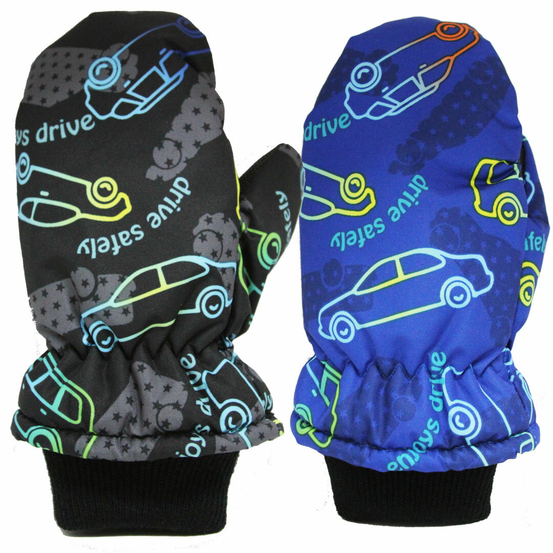 536-6860(自動車柄) 防寒グローブ　ミトンタイプ　ジュニア・キッズ　男の子 子供用　手袋　スキー　ス..