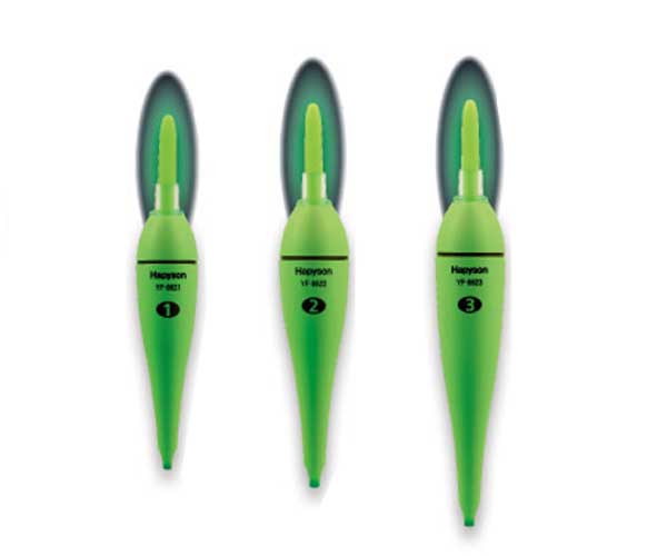 ハピソン HAPYSON 電気ウキ 緑色発光ラバートップミニウキ 1号 ・ 2号 ・ 3号 夜釣り タチウオ 電池付きのサムネイル