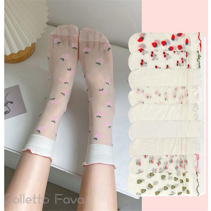 5足セット シースルーソックス 夏用 透け 涼しい レディース 薄手 クルーソックス 脱げない 通気性 靴下 汗吸収 伸縮性 高校生 大学生 快適