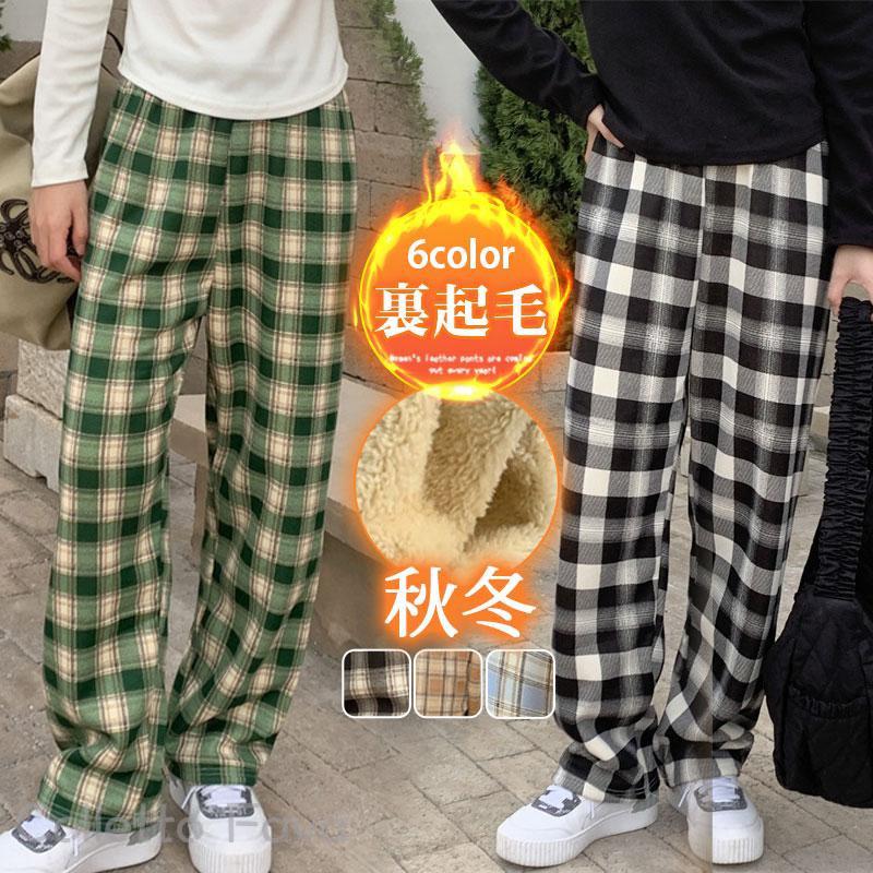 樂天商城 - ガウチョパンツ レディース ワイドパンツ ボトムス チェック柄 暖かい 裏起毛 肌触り ルームウェア ゆったり 体型カバー 可愛い 美脚 秋冬