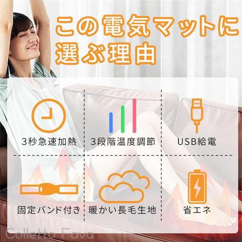 ホットマット ホットカーペット usb給電式 3段階温度調節 発熱マット 車載加熱座布...