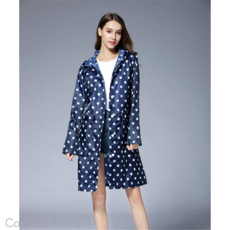 レインコート 自転車用 レディース 水玉 ドット ママ ロング 防水 撥水加工 雨具 合羽 雨合羽 カッパ 通勤 通学 レインウェア かわいい