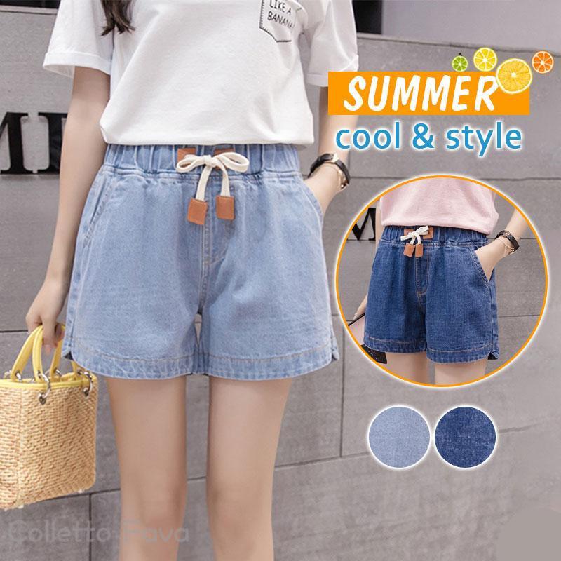 Short Pants - デニム ショートパンツ レディース 夏 ウエストゴム 短パン ジーパン ショーパン 高校生 大きいサイズ ボトムス 部屋着 川遊び キャンプ