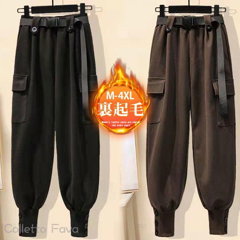樂天商城 - カーゴパンツ レディース 裏起毛 ワークパンツ ハイウエスト 秋冬 ロング ボトムス カーゴ 無地 カジュアル ゆったり 着痩せ おしゃれ 通学