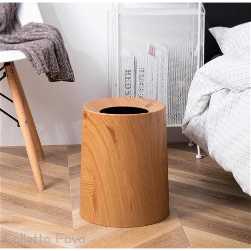 ごみ箱 ゴミ箱 ダストボックス 8L 12L パッキン付 木目調 袋が見えない 丸型 くず入れ リビング 寝室 部屋 キチン オフィス 臭い対策 [3]