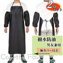 エプロン 2点セット 腕カバー 胸当て 業務用 防水 撥水 耐久性 首掛け 食品加工 給食 精肉 鮮魚 水産業 酪農 飲食店 男女兼用 板前 トリマー