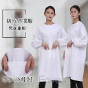 エプロン かっぽう着 割烹着 介護 スモック ポケット付き 作業服 防汚 仕事着 作業着 うわっぱり ホワイト 後ろ開き 長袖 防護服 料理 喫茶店 料理教室 ...