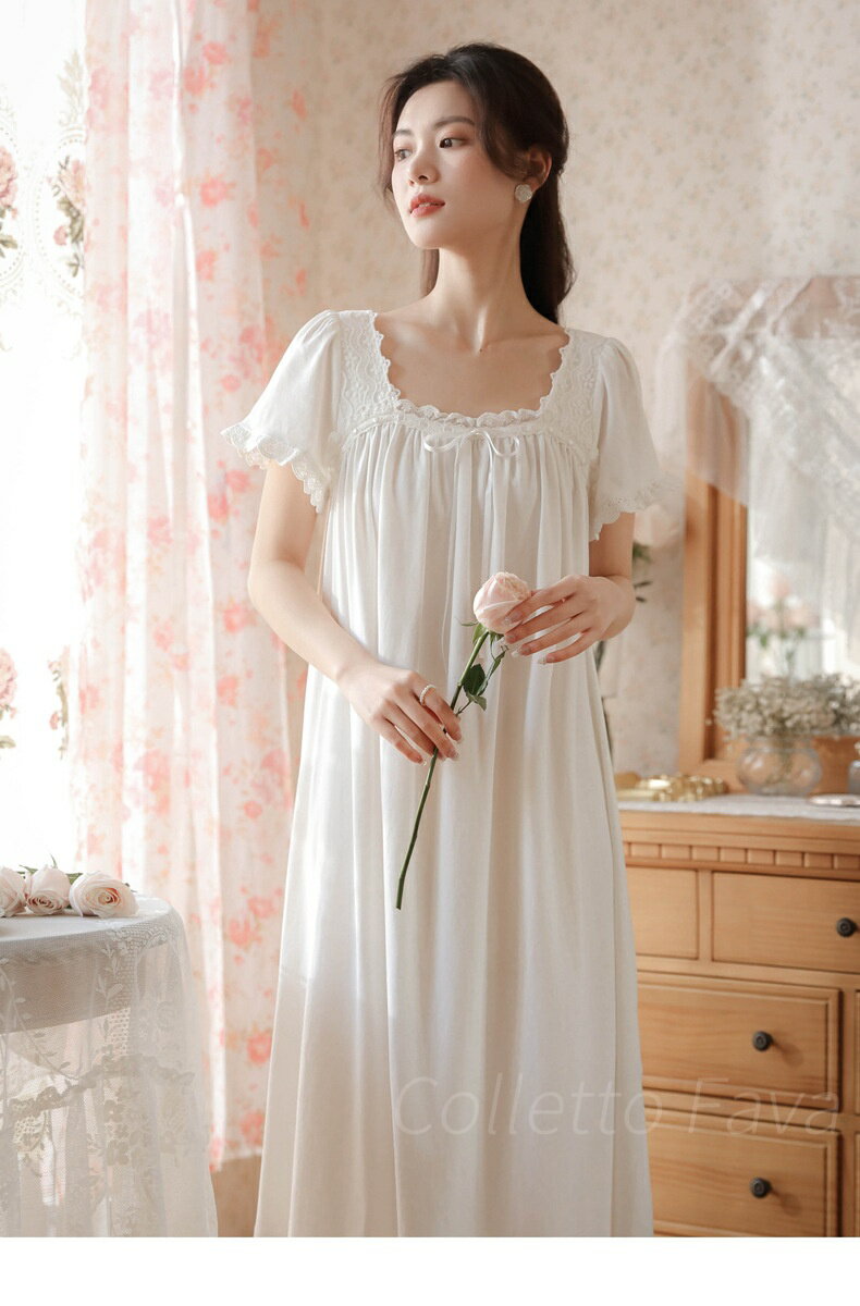 ネグリジェ ワンピース パジャマ 半袖 ロング丈 甘ロリ ルームウェア レディース 春 秋 夏 無地 ルームワンピース 姫系 お姫様 寝巻き ナイトウェア パジャマワンピース 女性 部屋着 可愛い セクシー きれいめ フェミニン ゆったり かわいい 恋人 彼女 プレゼント 3