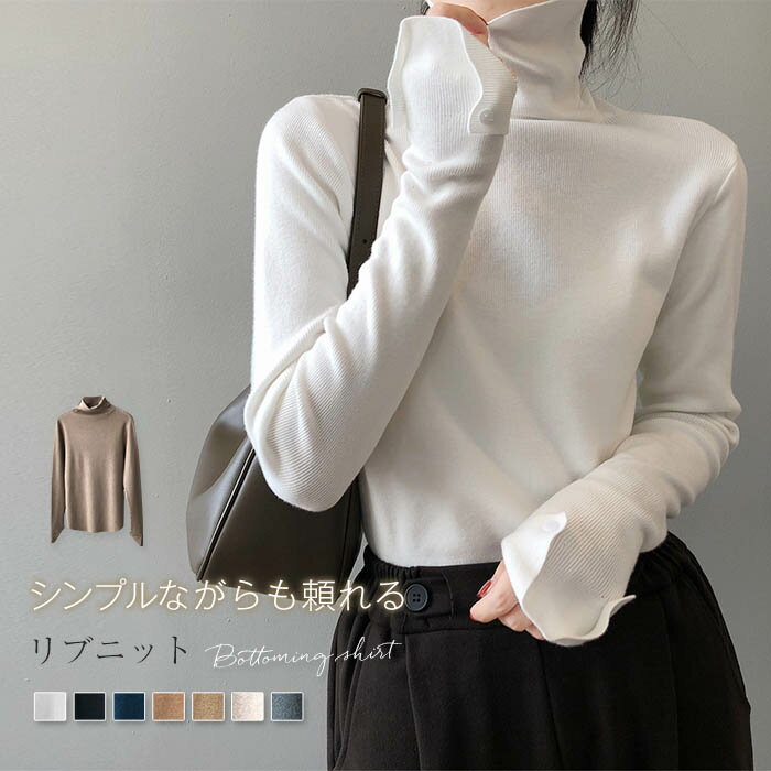 ハイネック ニット カットソー レディース 秋冬 春秋 tシャツ プルオーバー 長袖 タートルネック タイト フェミニン 重ね着 レイヤード インナー リブニット シンプル 着回し ストレッチ 柔らかい あったか 春 秋 冬 無地 通勤 オフィス 仕事 30代 40代 50代 送料無料