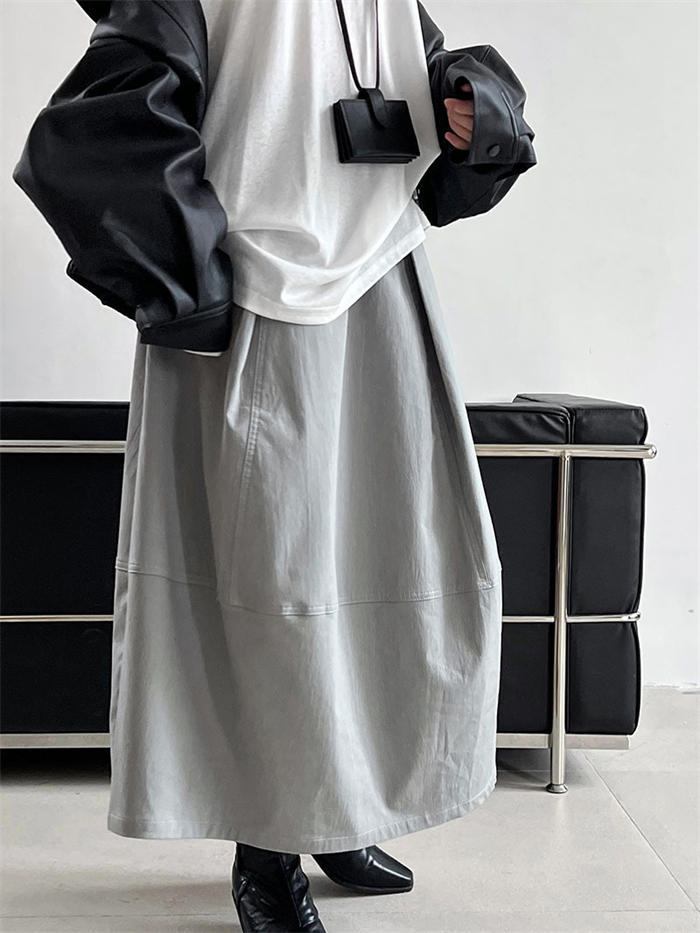 タック バルーンスカート ロング レディース カーブライン ボリュームスカート ロングスカート 春 秋 冬 バルーン スカート ウエストタック スカート おしゃれ お洒落 春秋 aライン 大人 可愛い ボトムス カジュアル 無地 体型カバー モード 個性的 通勤 オフィス 紺色