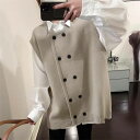 ベスト レディース 春 秋 冬 ニット ファッション ニットベスト 大きいサイズ 秋冬 きれいめ ニット お洒落 上着 暖か トップス オフィス おしゃれ ノースリーブ シンプル プルオーバー カジュアル レイヤード 重ね着 ベスト 通勤 通学 着痩せ 送料無料 黒