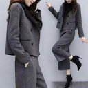 スーツ セットアップ レディース パンツスーツ 秋冬 パンツ 長袖 ジャケット スラックス ストレート 体型カバー ゆったり 通勤 エレガント シンプル フォーマル ポリエステル カジュアル オフィス リラックス 通勤 仕事 お出かけ 大人 春秋 20代 30代 40代