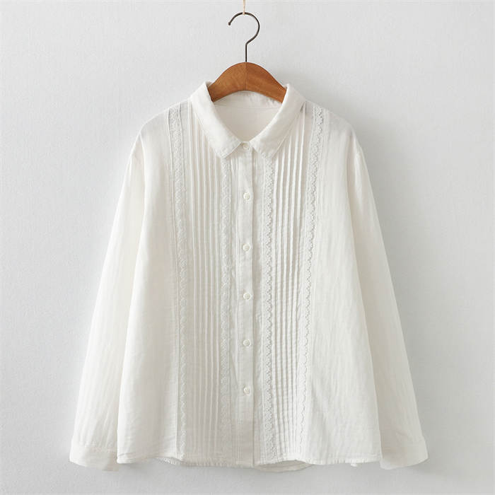 Sleeveless - 異素材 ガーゼ シャツ レディース 長袖 春 秋 シャツ コットン レース フリル 切り替え ガーゼシャツ プルオーバー ダブルガーゼ オフィス トップス リラックス ファッション シンプル 綿 重ね着 春秋 カジュアル 柔らかい 仕事 お洒落 通勤 着痩せ 春秋物 白 ホワイト