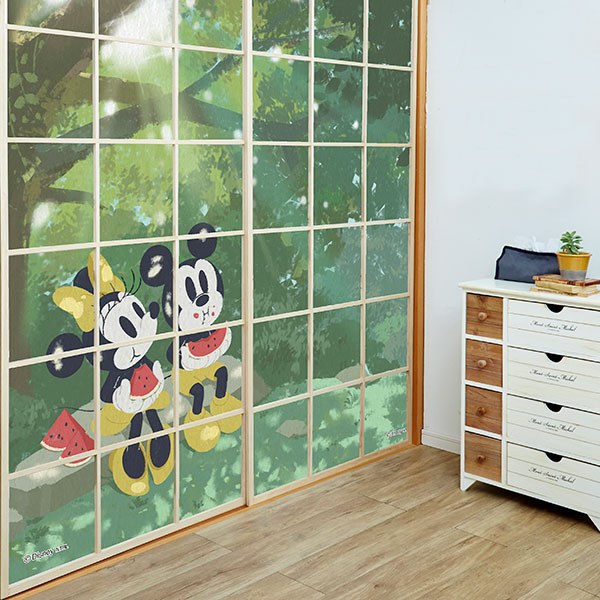 障子紙 ディズニー ミッキー&ミニー 夏 幅92cm×長さ182cm 2枚組 アサヒペン 障子紙 おしゃれ 障子 のり..