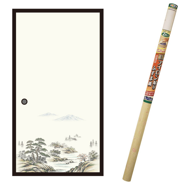 襖紙 EXアイロン貼りふすま紙 2枚入 山水 幅95cm×長さ180cm No.201 アサヒペン ふすま紙 アイロン ふす..
