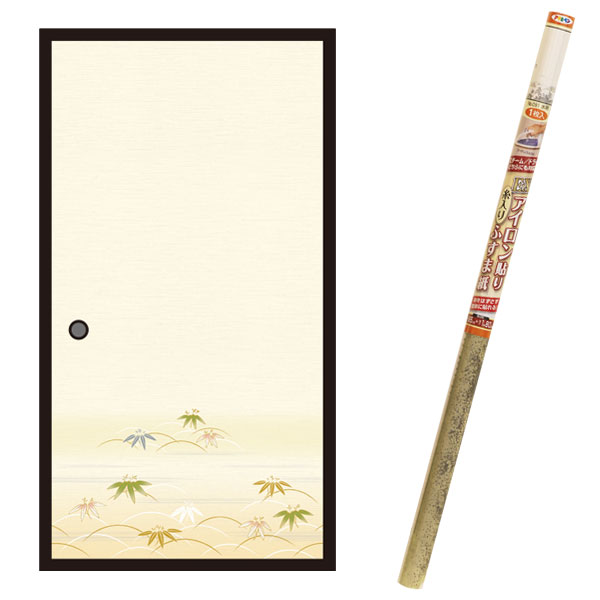 襖紙 EXアイロン貼り糸入りふすま紙 笹 ×4本 幅95cm×長さ180cm No.092 アサヒペン ふすま紙 アイロン ..