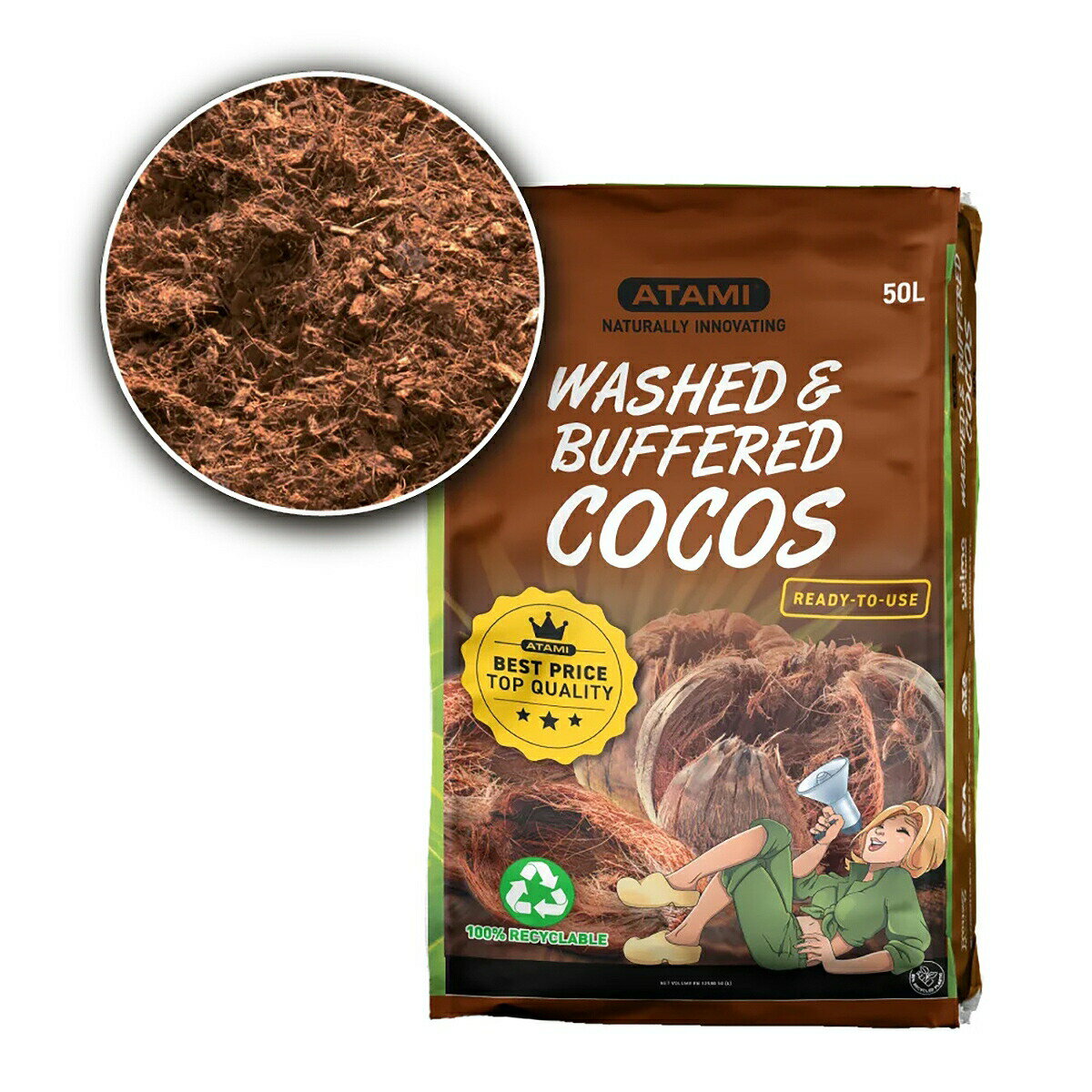 培養土 ATAMI WASHED＆BUFFERED(ウォッシュド バッファード) 50L 100％ ココヤシ培地 ココヤシファイバ..