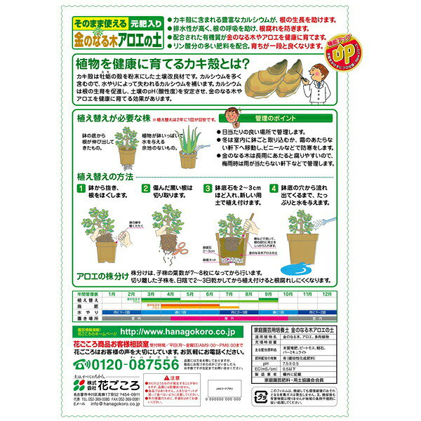培養土 金のなる木アロエの土 5L 花ごころ 培養土 金のなる木 培養土 金のなる木の...