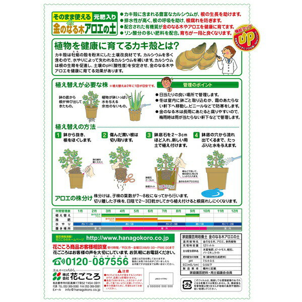 培養土 金のなる木アロエの土 12L×4袋 花ごころ 培養土 金のなる木 培養土 金のな...