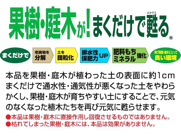 果樹・庭木が！まくだけで甦る 14L×4袋 自然応用科学 自然倶楽部 土壌改良材 果樹 ...