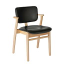 artek（アルテック）アームチェア DOMUS CHAIR（ドムスチェア） ナチュラル×革ブラック（背面・座面）【受注品】