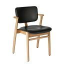 artek（アルテック）アームチェア DOMUS CHAIR（ドムスチェア） ナチュラル×革ブラック（背面・座面）【受注品】