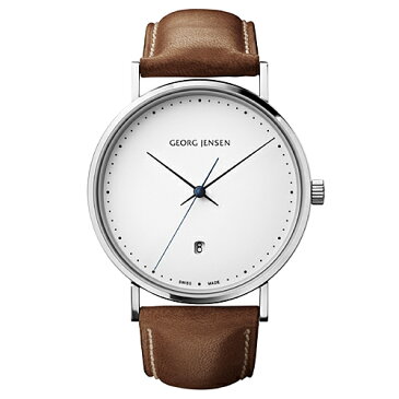 Georg Jensen（ジョージ ジェンセン）「KOPPEL WATCH（コッペル ウォッチ）」41mm/ホワイト/ブラウンカーフレザー