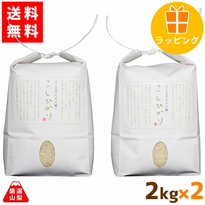 【送料無料】 新米 コシヒカリ 2kg×2袋 武川米 100% 山梨県 北杜市 贈答...