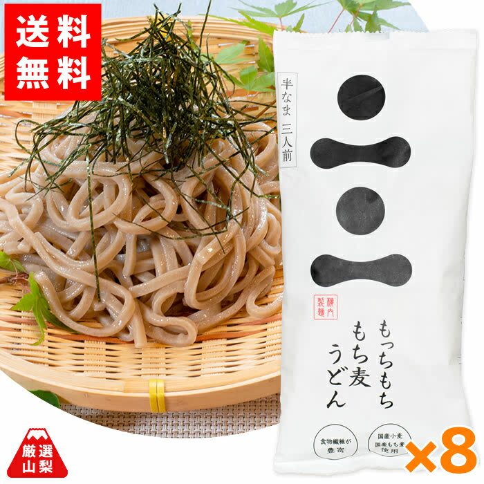 【送料無料】 もっちもち もち麦うどん 3人前×8袋 山梨県 横内製麺 お得な まとめ買いセット