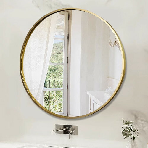 洗面鏡 鏡 かがみ 吊り鏡 吊りミラー 吊り下げ鏡 玄関 お部屋 寝室 一人暮らし 新生活 シンプル モダン 丸み 壁掛けミラー ミラー アンティーク風ミラー 高級感 壁掛け鏡ブラック ゴールド 幅40cm 丸いミラー 洗面所 御トイレ 軽い 丸 オシャレ 北欧風