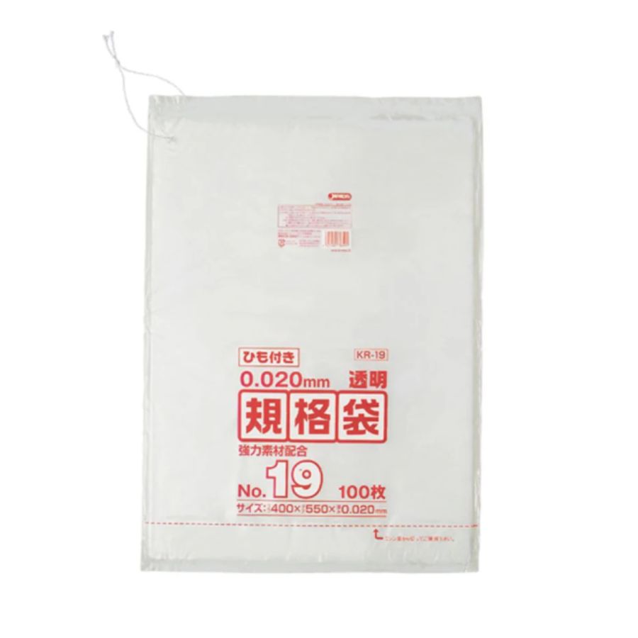 ジャパックス 規格袋 KR19 ひも付き 透明 100枚×25冊