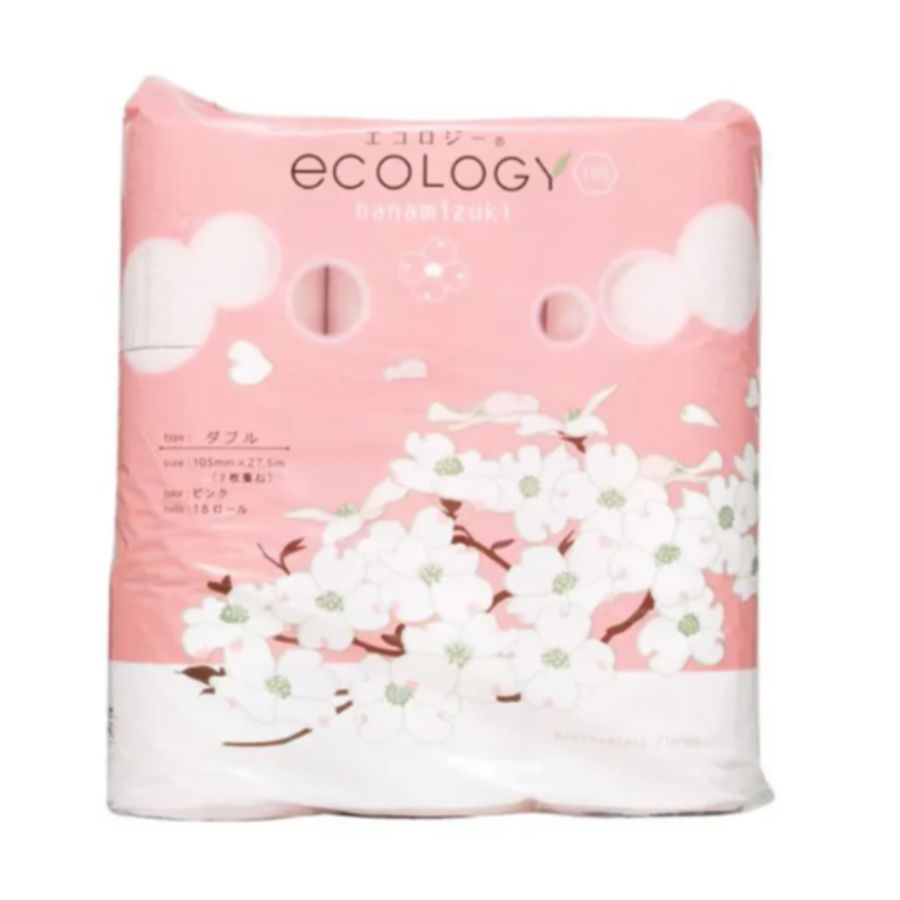 トイレットペーパー エコロジー105ピンク 25m 18ロール×6パック ダブル