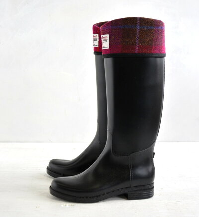 【楽天市場】2013年限定モデル♪完全防水のレインブーツの履き口にイギリスの高級ツィード生地「HarrisTweed」を使用したレディース長靴