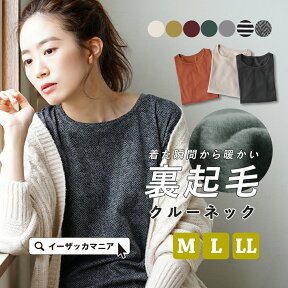 【クーポンで半額★4/27 23:59まで】【特別送料無料！】カットソー M/L/LL 裏起毛 レディース トップス 大きいサイズ ゆったり 冬 【メール便可22】◆無地＆ボーダー 裏起毛クルーネックカットソー