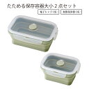 コンパクト たためる保存容器大小2点セット 電子レンジ対応 折りたたみ式レンジ容器 粗品 C3646