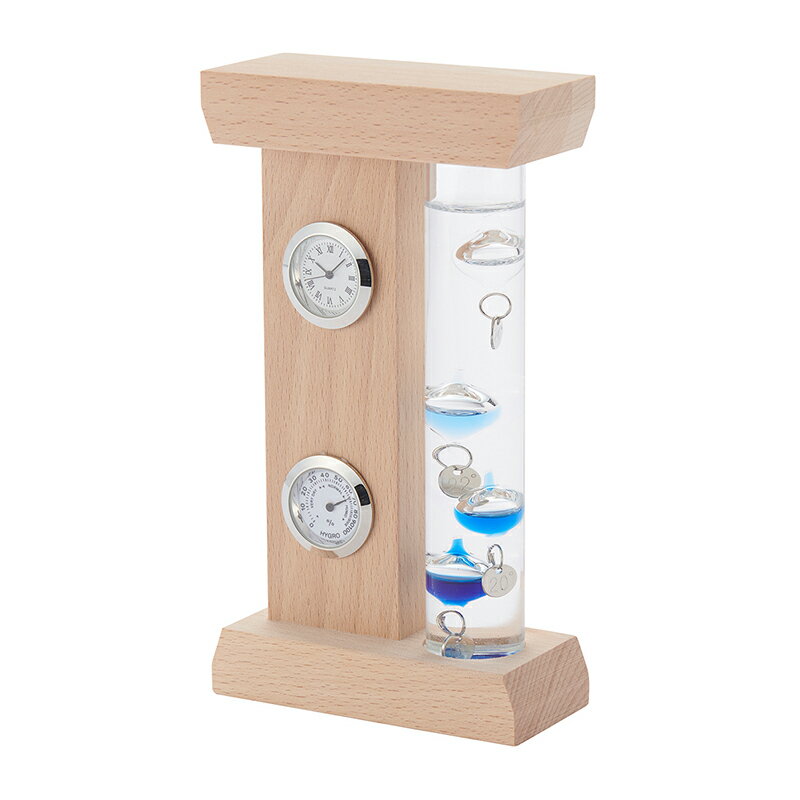 インテリア置時計 湿度計 フロート温度計 Fun Science ウェザーステーション 333-800 幅90mm 奥行き45m..