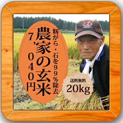 ■【これで快適玄米食】【25年産　調整済み】農家の食べているおいしいお米玄米 20kg（玄米10kg×2...