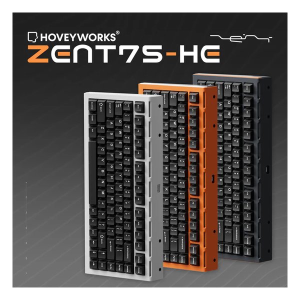 【スーパーSALE限定クーポンあり！】HOVEY WORKS（ホビーワークス）ゲーミングキーボード ZENT75-HE 8K/0.1ms/0.01RT/0.005刻み/オレンジ ZENT75-HE Orange(2649893)送料無料