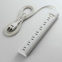 ELECOM エレコム電源タップ 雷ガード 一括スイッチ マグネット付き 抜け止めコンセント 7個口 2m T-Y3A-2720WH(2397060)送料無料