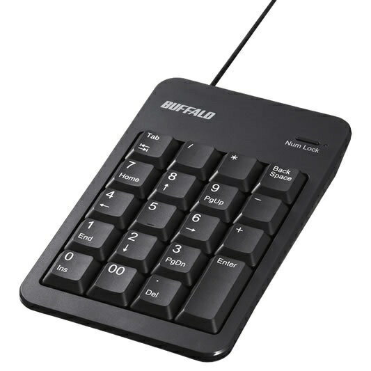 【15日は24時間限定クーポン配布！】BUFFALO バッファロー有線テンキーボード Tabキー付き ブラック BSTK100BK(2442499)送料無料
