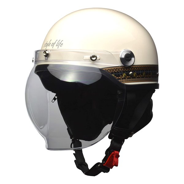 LEAD工業 リードコウギョウバイクヘルメット ハーフ CROSS バブルシールド付き フリーサイズ 57-60cm未満 CR-760ETIV(2495085)代引不可 送料無料