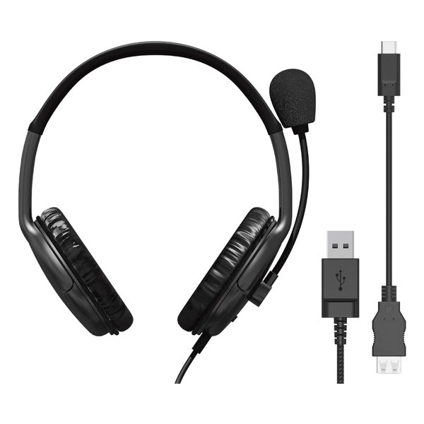 【スーパーSALE限定クーポンあり！】ELECOM エレコムヘッドセット ブラック USB-C＋USB-A 両耳 ヘッドバンドタイプ HS-HP28UCBK(2544313)送料無料