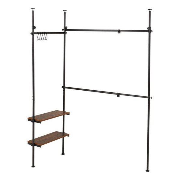 【15日は24時間限定クーポン配布】萩原 ハギハラ突っ張り式伸縮ハンガーラック KTR-3141BB 幅158〜198×..