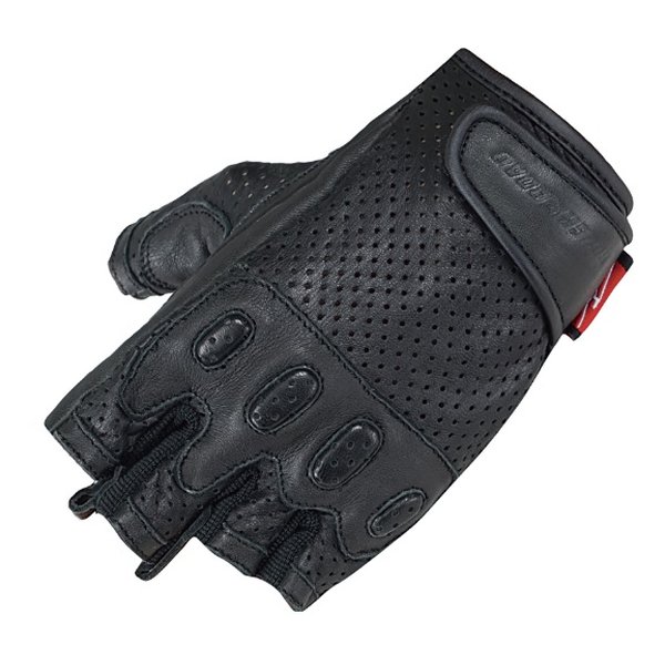 【20日は24時間限定クーポン配布】ROUGH&ROAD ラフアンドロードパンチングレザーハーフフィンガーグローブDS ブラック Lサイズ RR8361BK3(2529546)送料無料