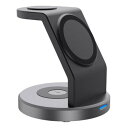【19日20時~数量限定クーポン配布】LAZOS ラソスワイヤレス充電器マグネット式スタンド型3-in-1 ブラック L-MG3IN1-BK(2623059)送料無料