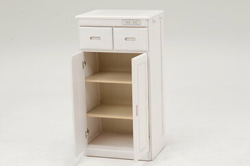 萩原 ハギハラキッチンカウンター ホワイトウォッシュ 幅47cm キャスター・コンセント付き MUD-6523WS(2519360)代引不可